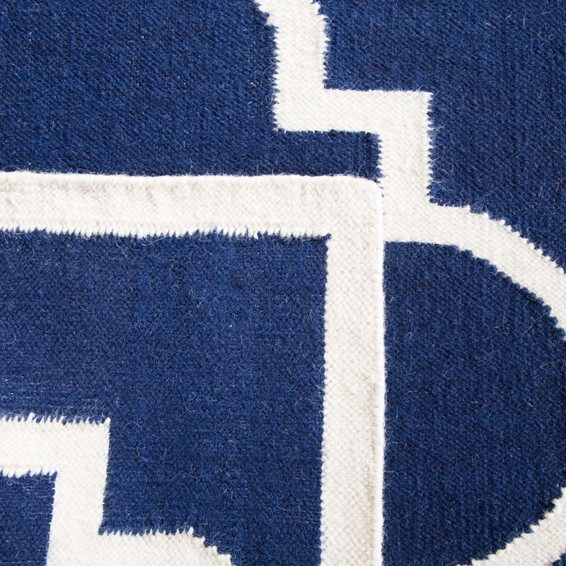 Dhurries DHU633 Hand Woven Area Rug - Navy/Ivory - 6'x6' - Safavieh.