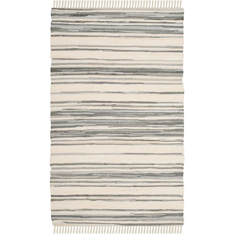 Rag Rug RAR126 Hand Woven Indoor Accent Rug - 2'6"x4' - Ivory/Grey - Safavieh