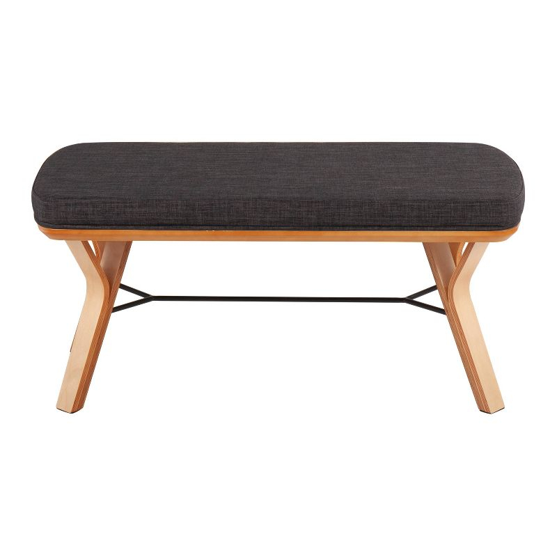 42" Folia Wood Bench Natural/Charcoal - LumiSource: Entryway, Bedroom Seating, Plush Cushion