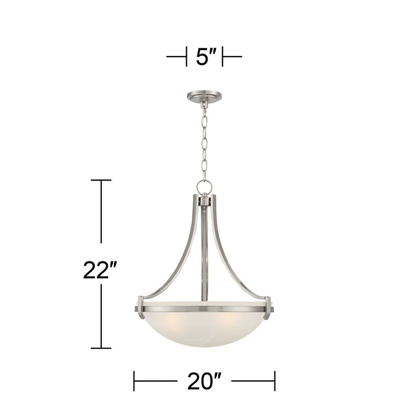 Regency Hill Mallot Brushed Nickel Pendant Chandelier 20" Wide Industrial Champagne Glass Bowl Shade 4-Light Fixture for Dining Room Kitchen Island
