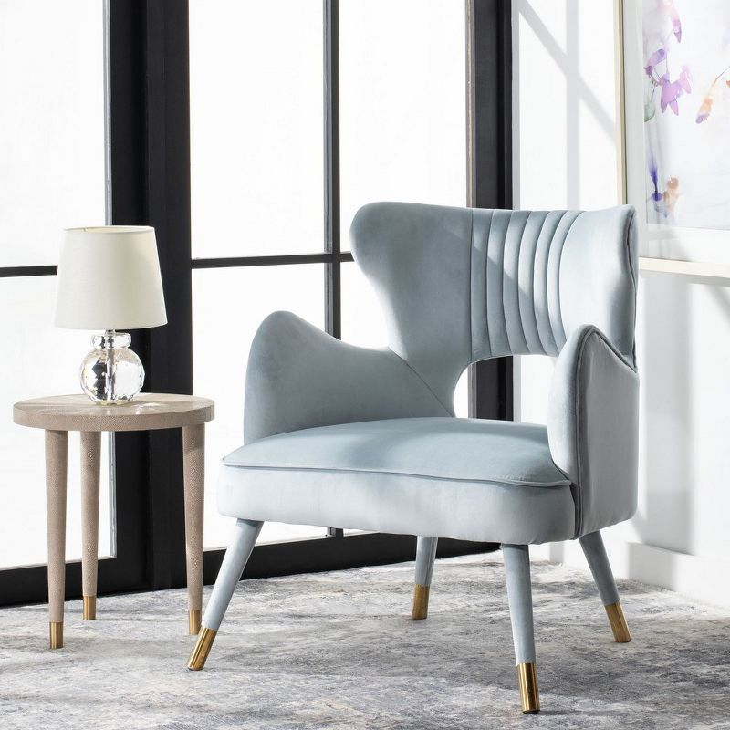 Blair Wingback Accent Chair - ACH4504 - Slate Blue/Gold - Safavieh