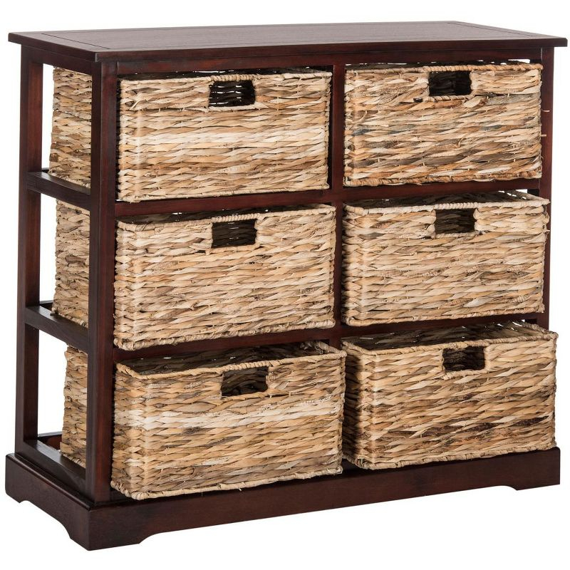 Keenan 6 Wicker Basket Storage Chest - Cherry - Safavieh.