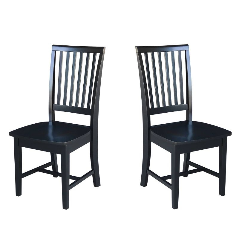 Set of 2 Mission Side Chair Black - International Concepts: Solid Wood, Slat Back, Armless