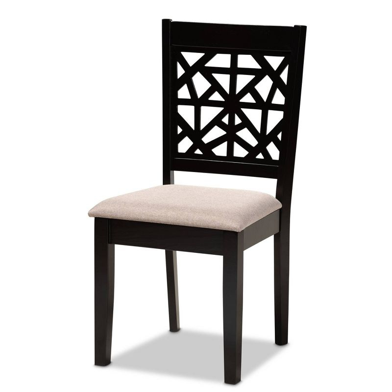 Set of 4 Jackson Dining Chair Sand/Espresso - Baxton Studio: Contemporary Cut-Out Back Design, Square Frame