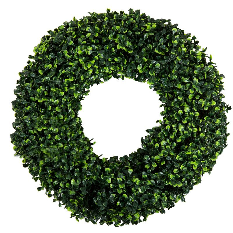 Nature Spring Boxwood Wreath - 16.5-Inch Round UV Resistant Artificial Spring, Summer, Fall, or Winter Wreath - Outdoor/Indoor Wreaths