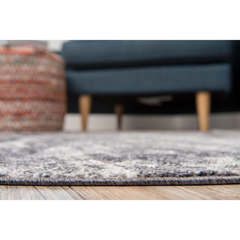 Unique Loom 3' 3 x 3' 3 Round Gray Basilica Malasana Area Rug