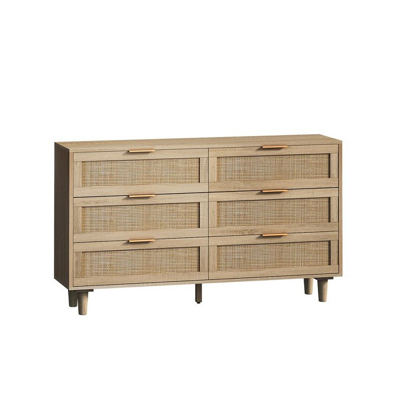 Rattan Dresser Modern Chest With 6 Drawer Dresser Wood Storage Closet Dressers