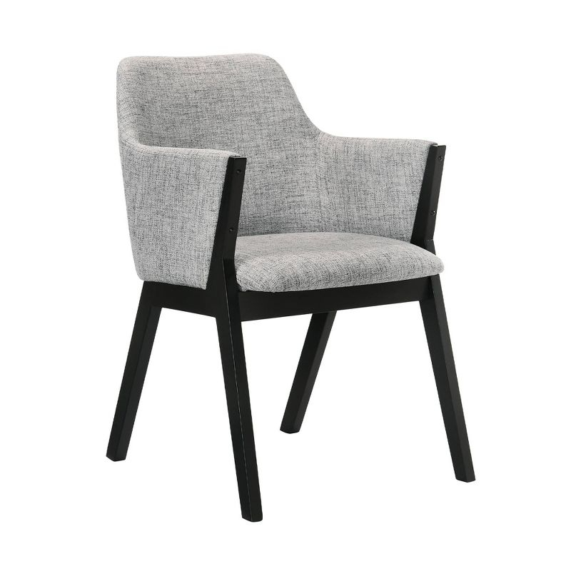 Armen Living Set of 2 Renzo Fabric Wood Dining Chairs Gray/Black: Polyester Upholstery, Foam Fill, Armrests