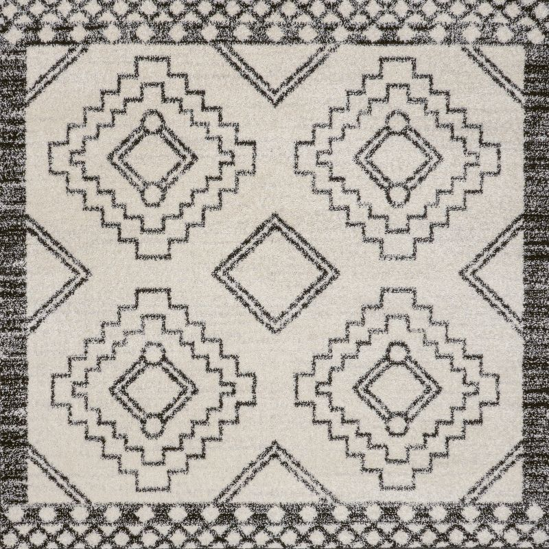 JONATHAN Y Amir Moroccan Beni Souk Cream/Black 3' Square Area Rug