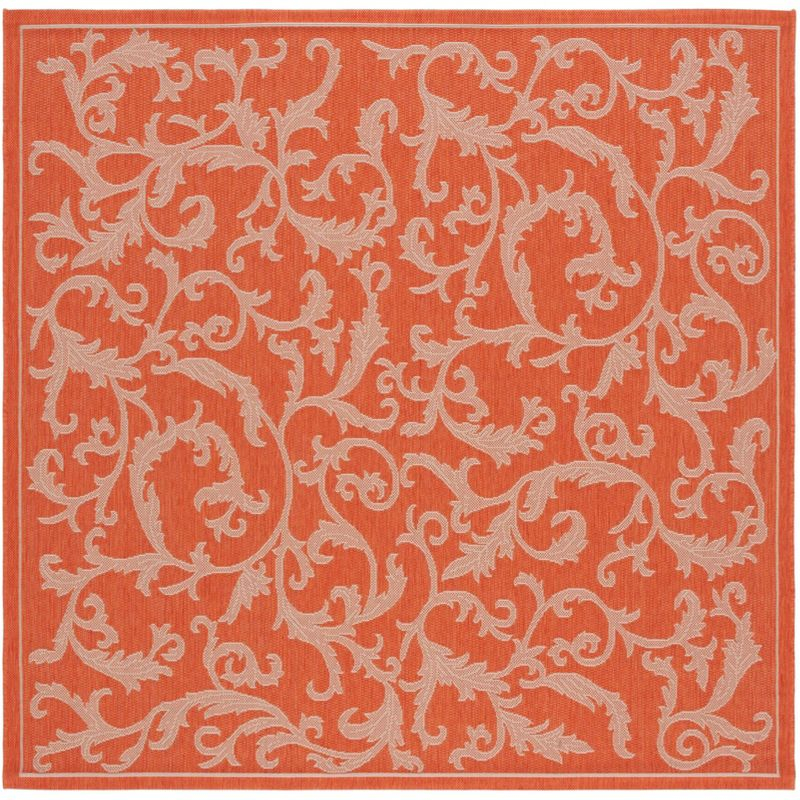 Courtyard CY2653 UV & Stain Resistant Non-Shedding Power Loomed Indoor/Outdoor Area Rug - Terracotta/Natural - 6'7"x6'7" - Safavieh