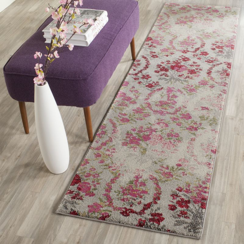 Monaco MNC205 Power Loomed Indoor Runner Rug - Ivory/Pink - 2'2"x12' - Safavieh.
