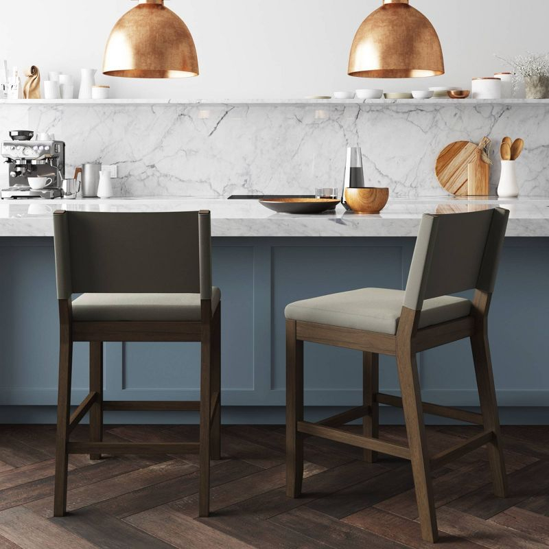 Nathan James Linus Set of 2 Counter Height Barstools Gray