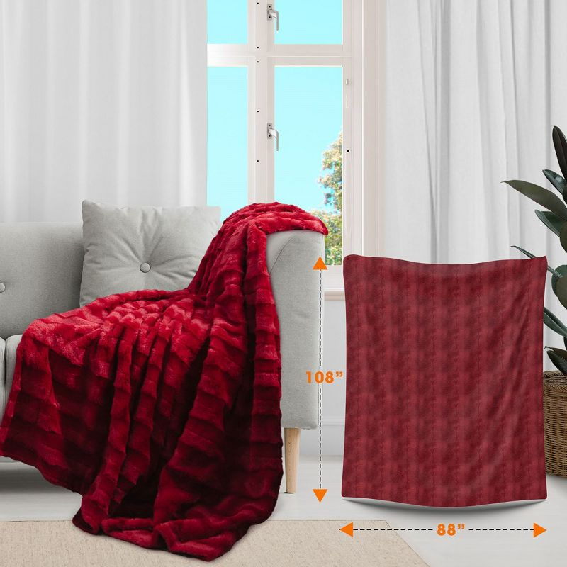 Cheer Collection Ultra Soft Faux Fur Throw Blanket - Maroon (88" x 108")