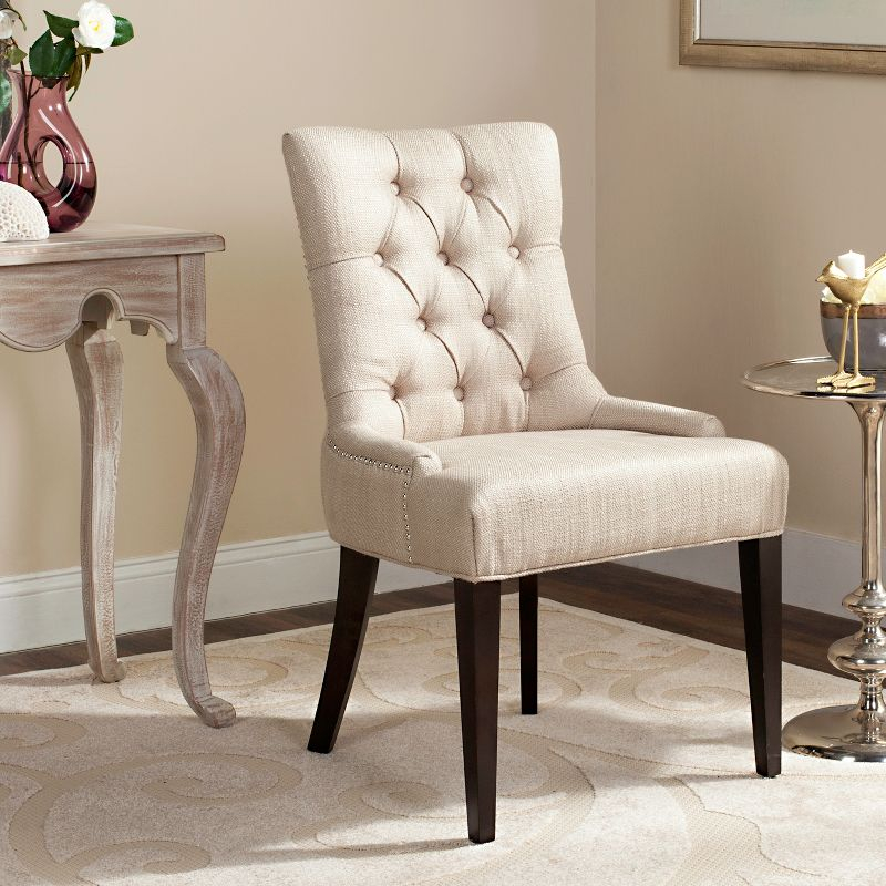 Amanda 19''H Tufted Chair with Nickel Nail Heads - Antique Gold - Safavieh.