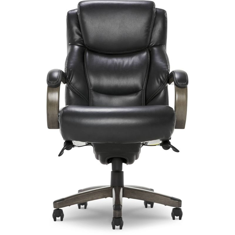 Delano Big & Tall Bonded Leather Executive Office Chair Gray - La-Z-Boy: Ergonomic, Adjustable, Wood Accents