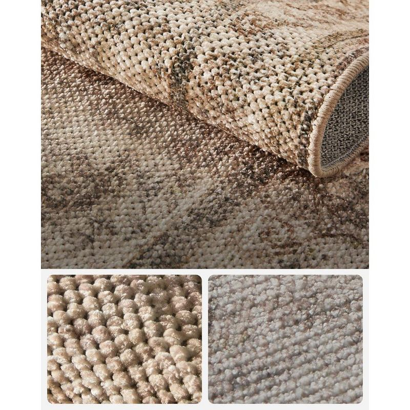 SONGMICS HOME Area Rug, 8x10 ft Living Room Rug, Non-Slip Carpet, Farmhouse Style Rug, Home Decor, Machine Washable, Cappuccino Beige