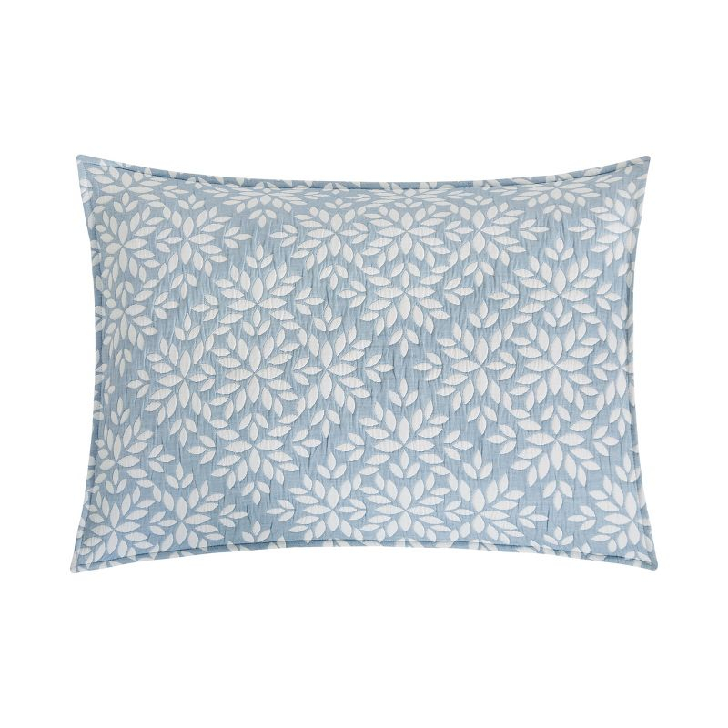 C&F Home Blue Leaves Jacquard Reversible Quilt Set