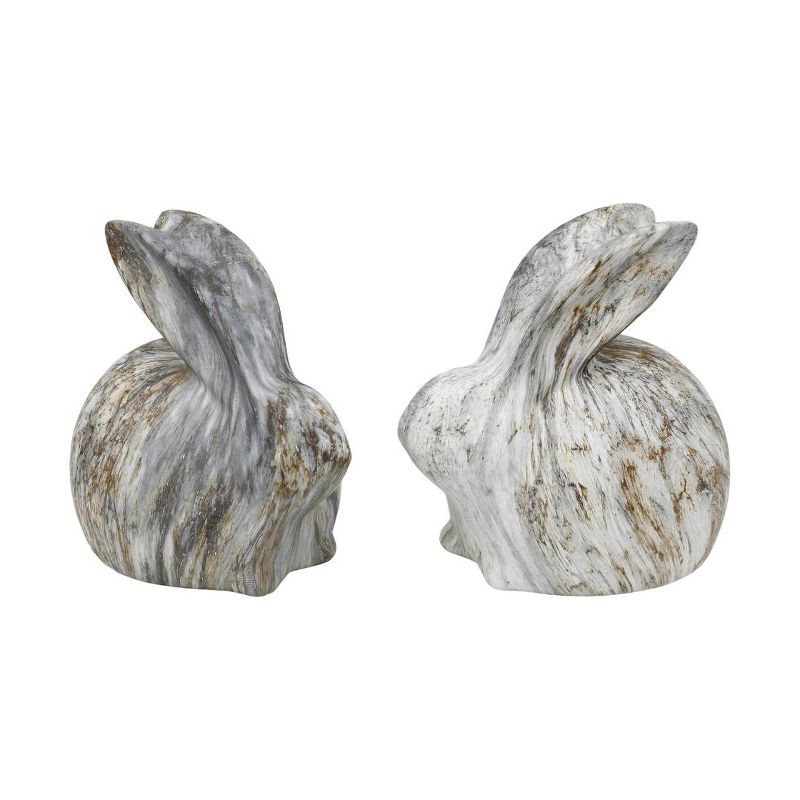 Transpac Resin Rustic White Easter Bunny Set of 2 Home Decorations Spring