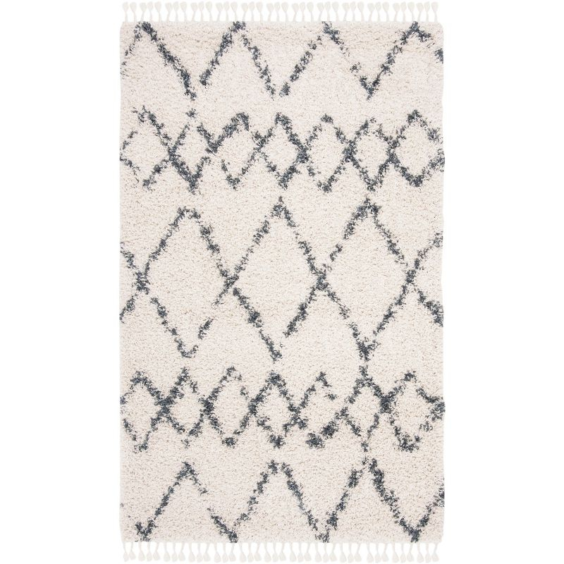 Pro Lux Shag PLX434 Power Loomed Indoor Area Rug - 5'x8' - Cream/Blue - Safavieh