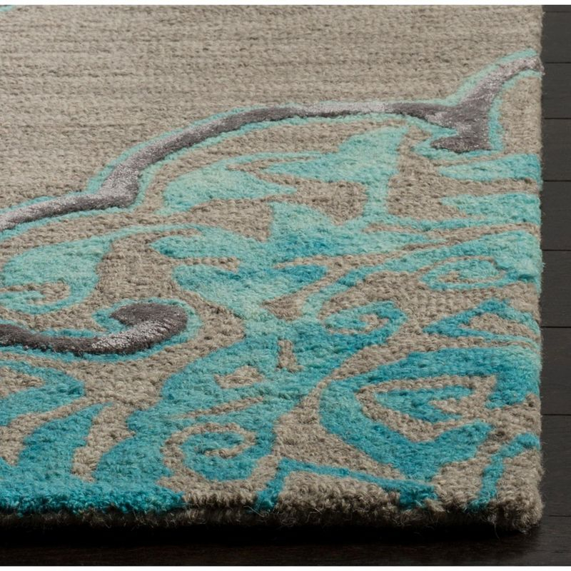 Dip Dye DDY510 Hand Tufted Indoor Area Rug - Grey/Turquoise - 5'x8' - Safavieh