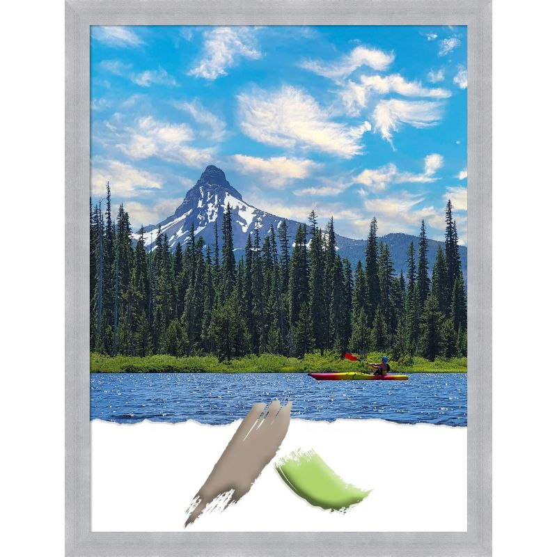 Amanti Art Grace Brushed Nickel Narrow Picture Frame Opening Size 18x24 in.