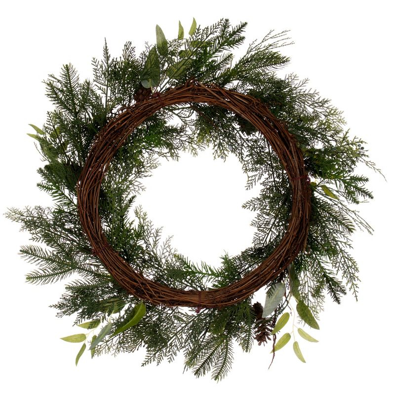 Vickerman 24" Cedar Pine Cone Twig Artificial Christmas Wreath, Unlit