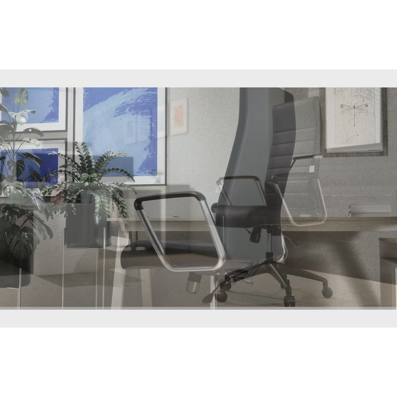 LeisureMod Hilton High-Back Adjustable Office Conference Chair Upholstered in Leather with Steel Frame in Light Brown