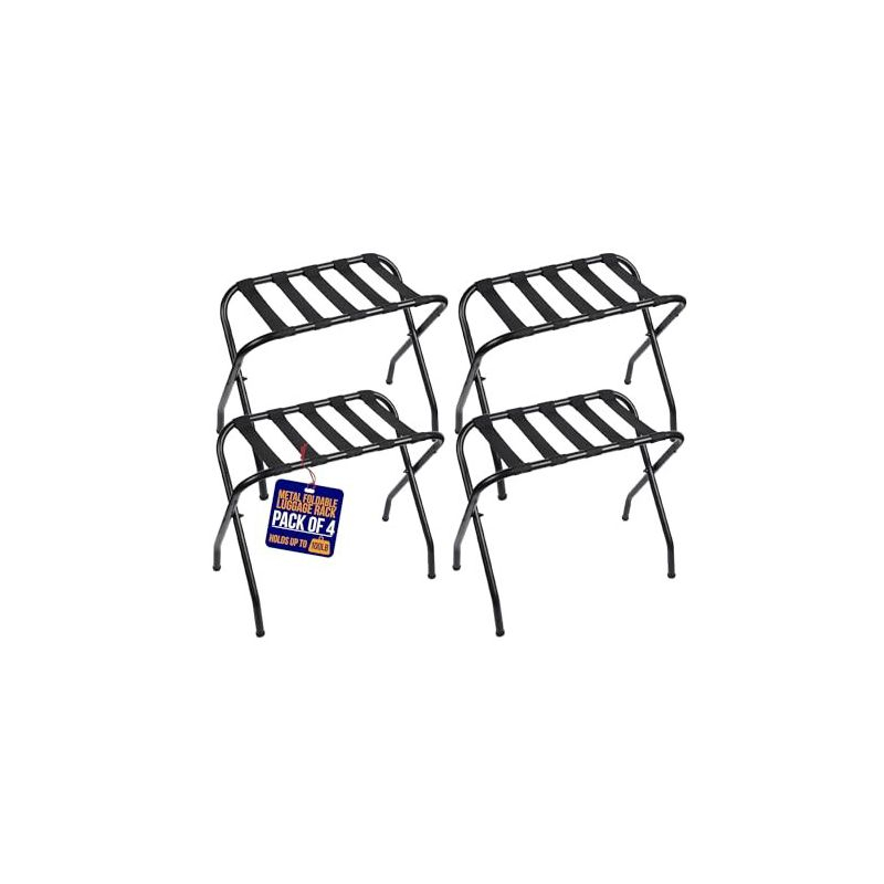 LifeMaster Metal Foldable Luggage Racks for Bedroom - Black - Pack of 4