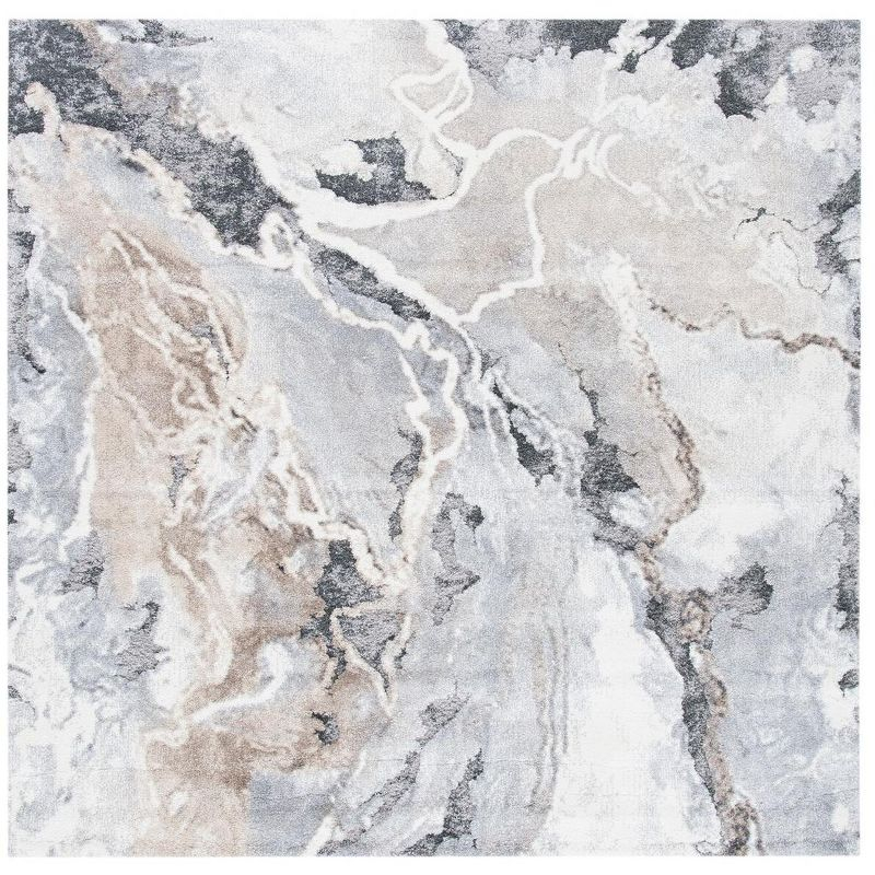Cyrus Shag CYR121 Power Loomed Indoor Area Rug - Grey/Beige - 6'7"x6'7" - Safavieh