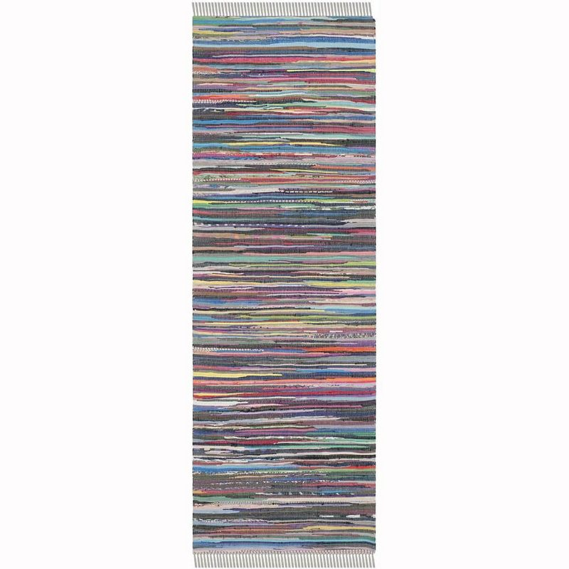 Rag Rug RAR121 Hand Woven Indoor Runner Rug - 2'3"x6' - Grey/Multi - Safavieh