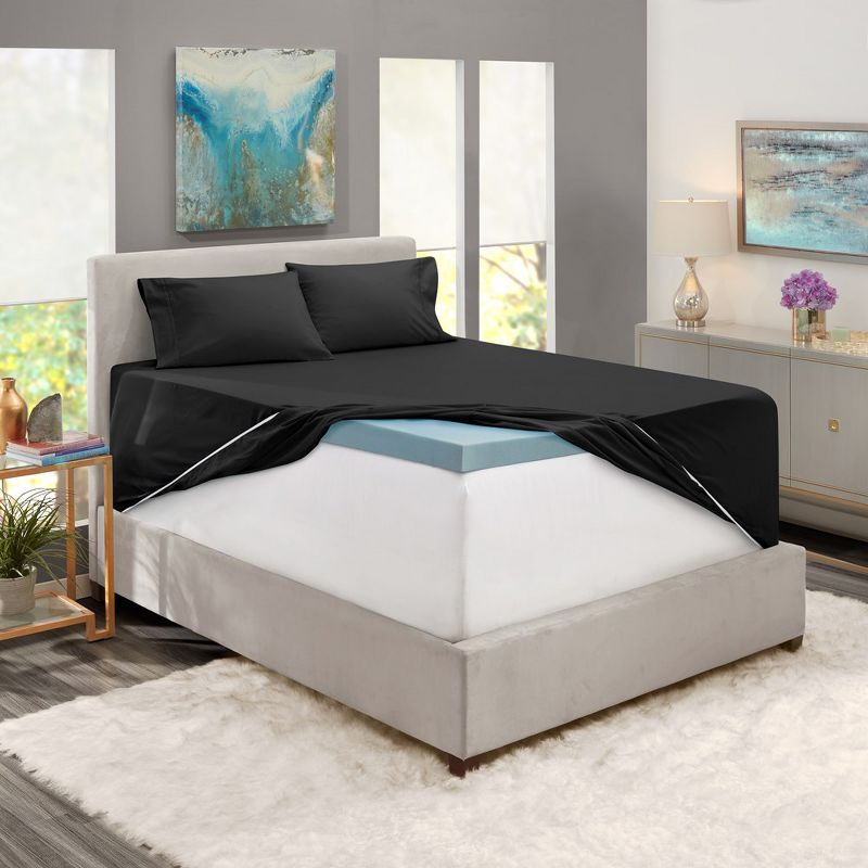 Nestl Extra Deep Pocket 4 Piece Sheet Sets, Queen Size Deep Pocket Sheets - Black