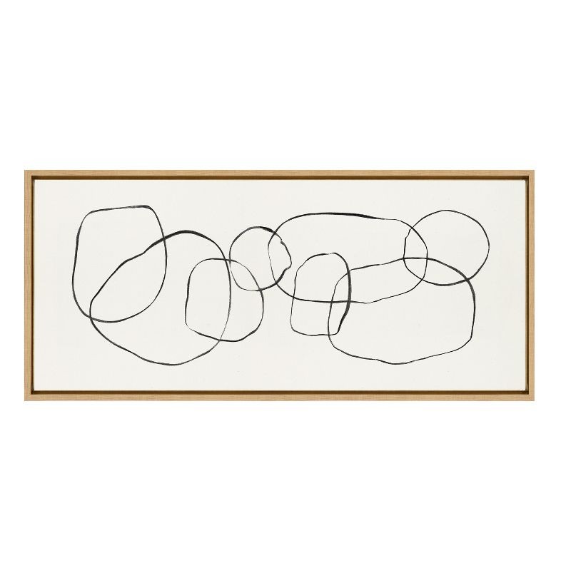 Kate and Laurel Sylvie Dancing Circles Framed Canvas by Teju Reval of SnazzyHues, 18x40, Natural