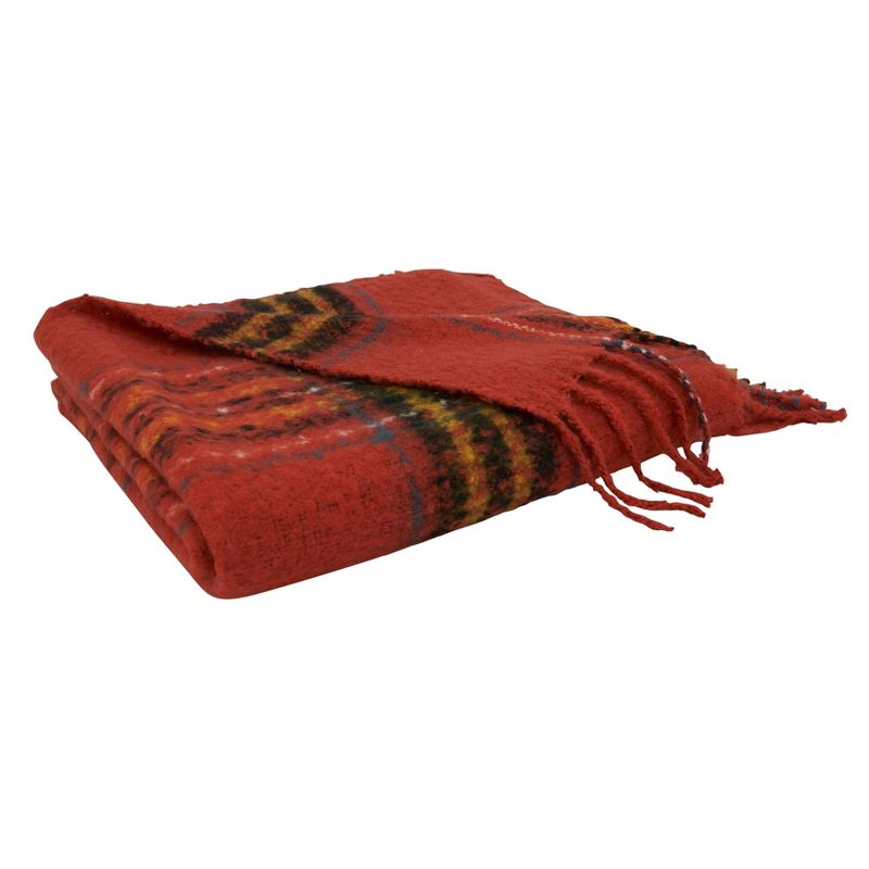 50"x60" Traditional Plaid Throw Blanket Orange - Saro Lifestyle: Acrylic, Knitted, Lightweight Fabric, All Ages