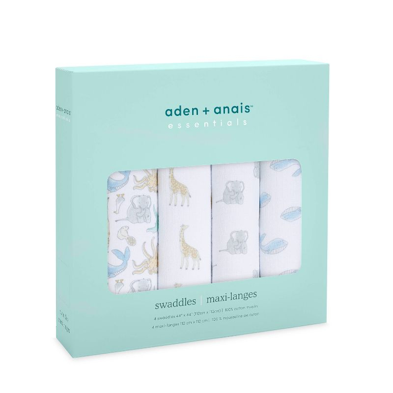 aden + anais essentials Muslin Swaddle Blankets - Natural History - 4pk