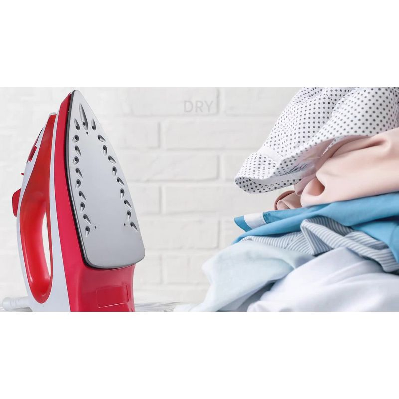 COMMERCIAL CARE Steam Iron, 1200 Watt Portable Iron, Self-Cleaning Steamer for Clothes with Nonstick Soleplate, 5.07 Oz. Tank, Red