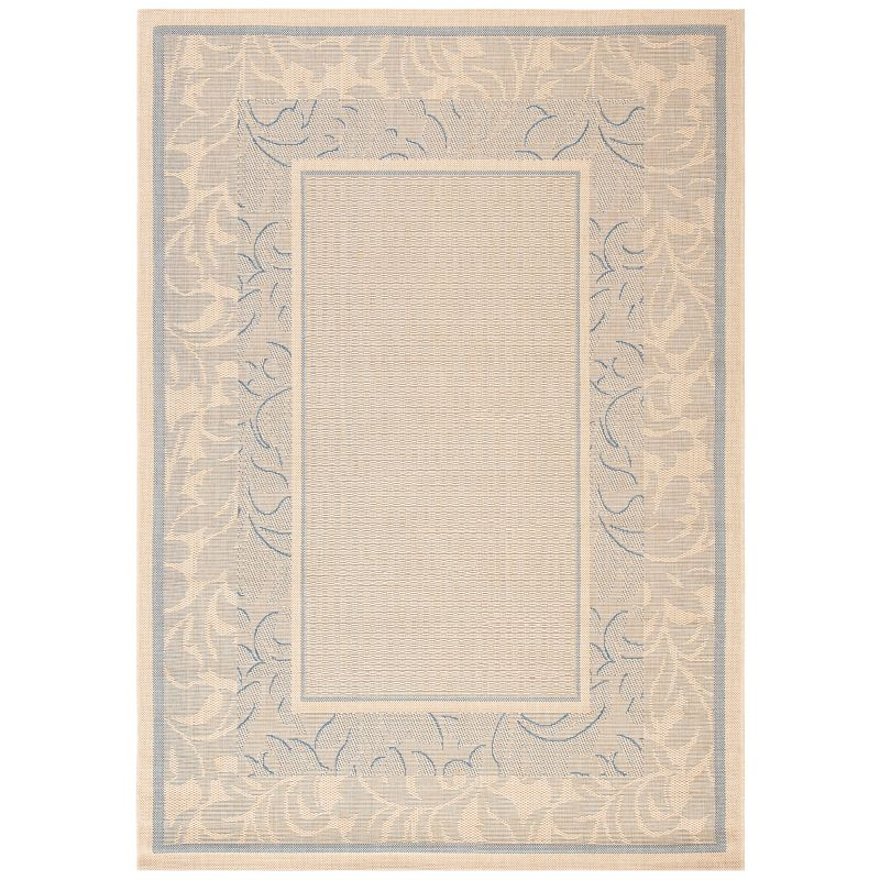 Courtyard CY1704 Power Loomed Indoor and Outdoor Area Rug - Natural/Blue - 4'x5'7" - Safavieh