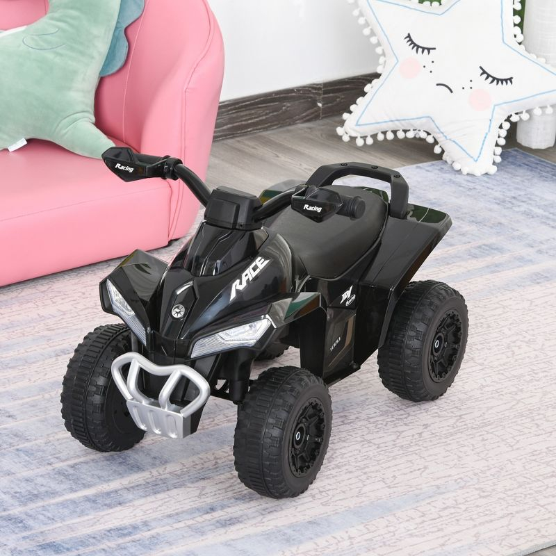 Aosom NO Power Ride on Push Car for Kids 4 Wheels Foot-to-Floor Sliding Walking ATV Toy with Music and Light for 18-36 Months, Black