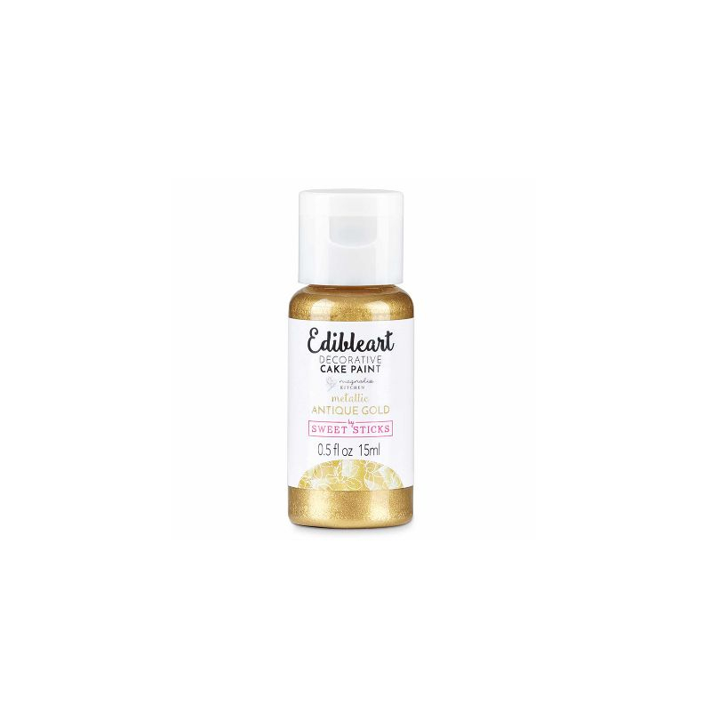 Sweet Sticks Edible Art Metallic Food Paint, 15ml, Antique Gold