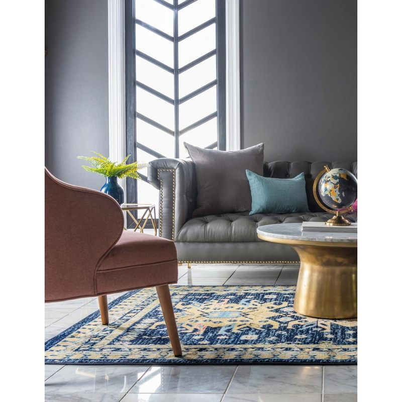 Unique Loom 7' 1 x 10' 0 Navy Blue Taftan Oasis Area Rug