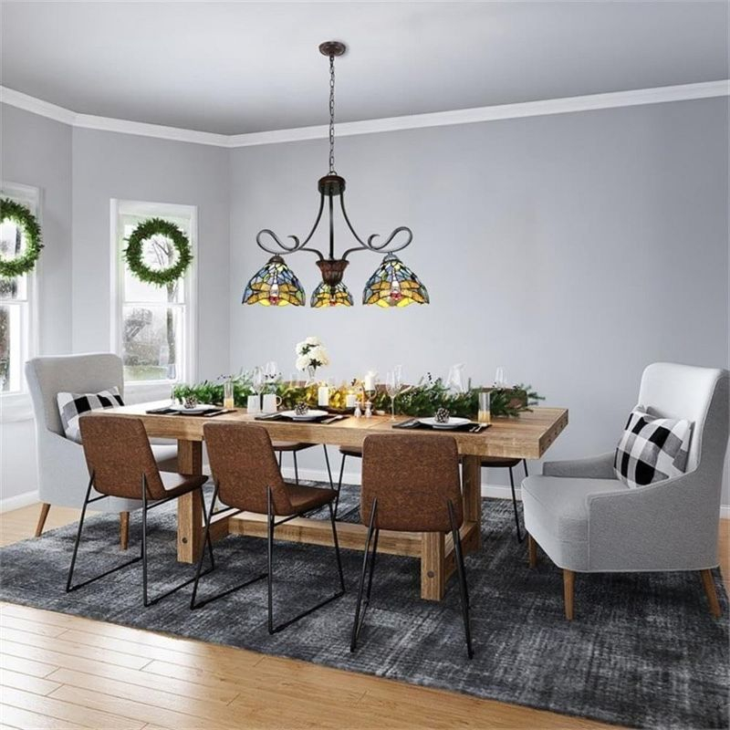 Chloe Lighting Sunniva Dragonfly Tiffany-Style 3 Light Chandelier 25 Inch Wide