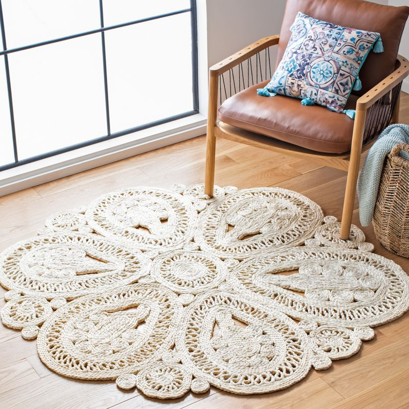 Natural Fiber NF360 Hand Woven Indoor Area Rug - Ivory - 4' Round - Safavieh