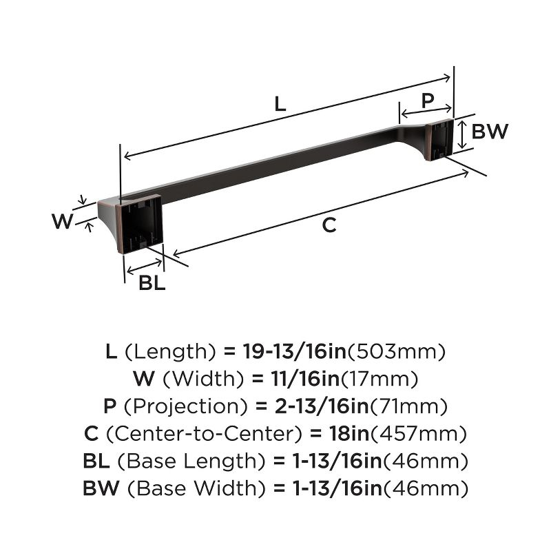 Amerock Mulholland Oil-Rubbed Bronze 18 inch (457mm) Towel Bar