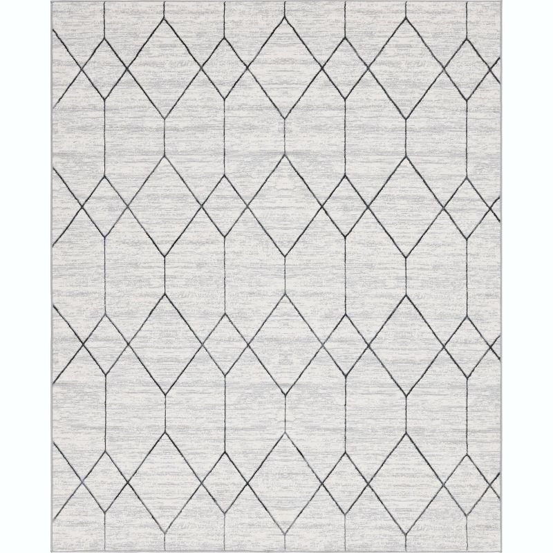 Unique Loom 8' 0 x 10' 0 White Matrix Trellis Deco Area Rug