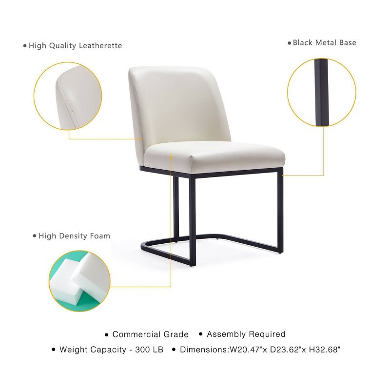 Set of 6 Serena Modern Leatherette Upholstered Dining Chair Set Cream - Manhattan Comfort: No Assembly, Steel Legs