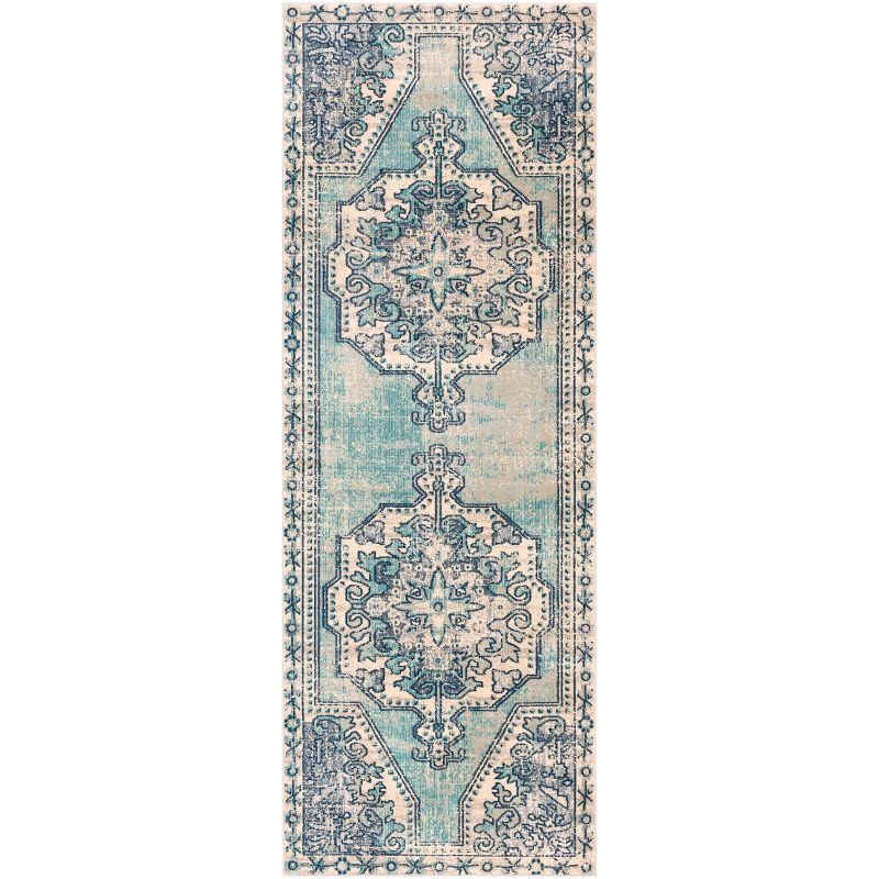 Livabliss 2'11"x7'10" Thatch Traditional Rug Blue: Stain & Fade-Resistant, Medium Pile, Polypropylene