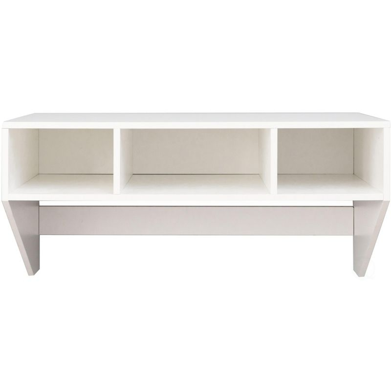 Basicwise Wall Mounted Office Computer Desk with Three Compartments, White