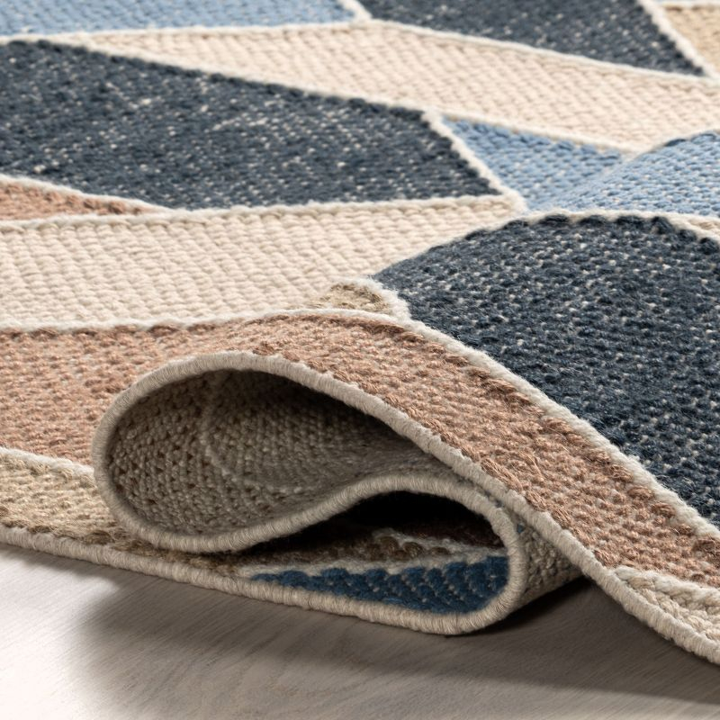 Nuloom Rhea Geometric 5x8 Wool Jute Indoor Area Rug for Dining Room Rug Neutral Rug Living Room Rug Kitchen, Blue