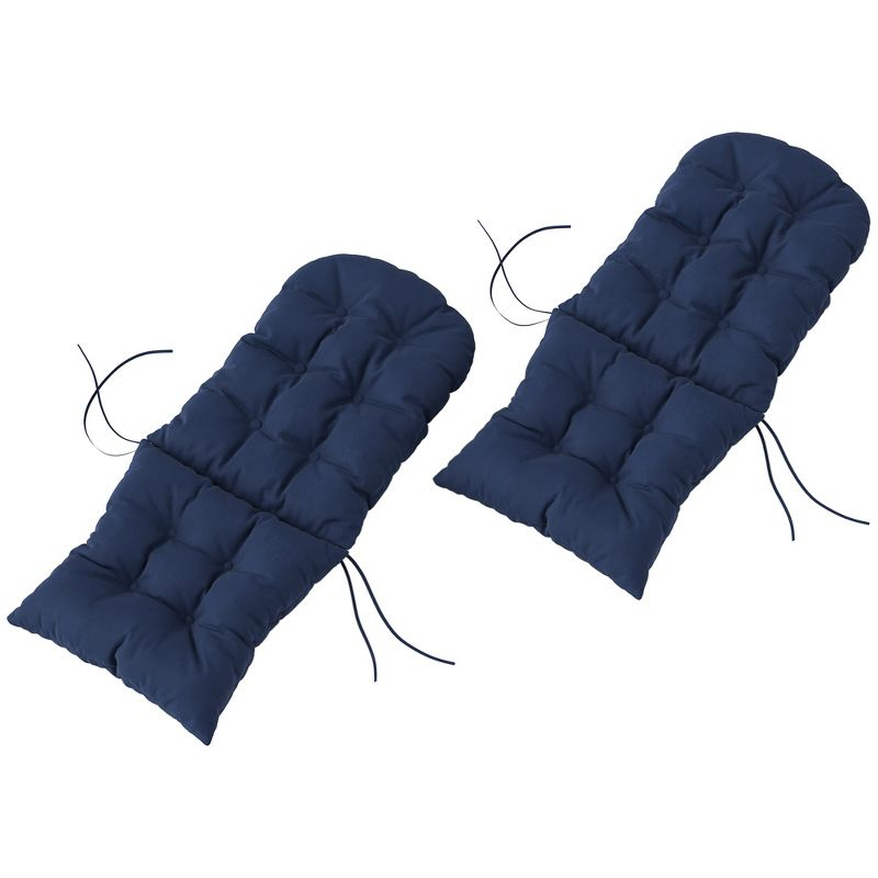 Outsunny Adirondack Chair Cushions Set of 2, Tufted High Back Patio Chair Cushions with Ties, Non-Slip Cushions for Adirondack Chairs, Navy Blue
