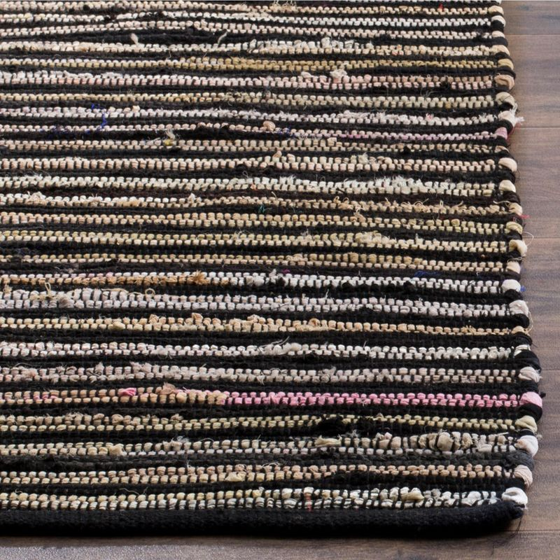 Rag Accent Rug RAR130 Hand Woven Accent Rug - Black/Multi - 2'6"x4' - Safavieh.