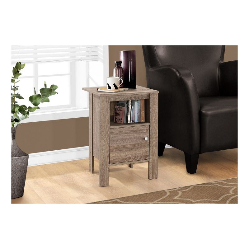 Accent Table with Storage Dark Taupe - EveryRoom: Laminated MDF, Square Shape, Spot Clean, Shelf Cabinet